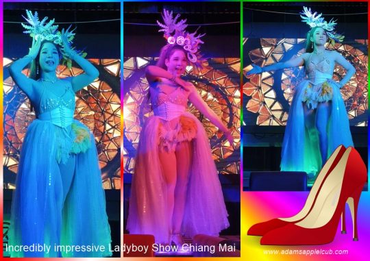 Incredibly impressive Ladyboy Show Chiang Mai Adams Apple Club. Witness a spectacular Thai cultural Drag Queen show filled with fun