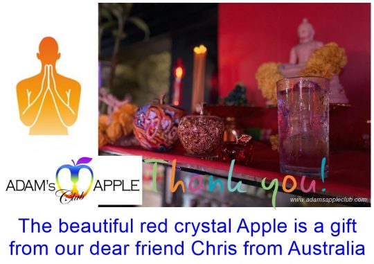 Beautiful red crystal Apple a gift from our dear friend Chris from Australia. THANK YOU, dear friends, from all over the world!