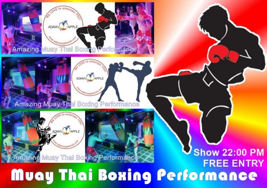 MUAY THAI BOXING Show @ Adams Apple Club Chiang Mai. Stunning, unique, exciting … just amazing and only in our popular Nightclub