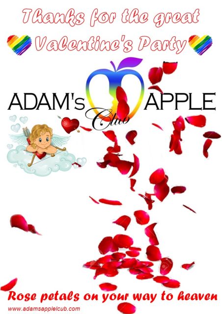 Rose petals on your way to heaven! Adams Apple Club. We look forward to your next visit and wish you all the LOVE in this world