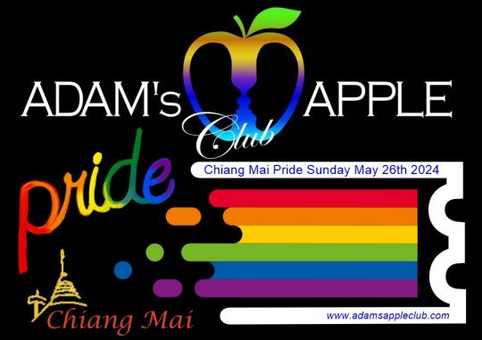 Chiang Mai Pride 2024 Adams Apple Club Chiang Mai extends a warm welcome to all visitors and participants at this year's Pride 2024