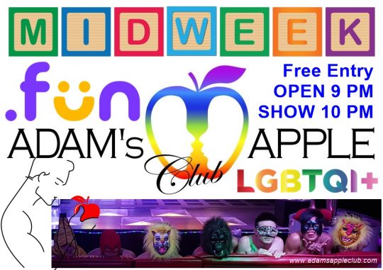 MIDWEEK FUN … legendary LGBT Venue Adams Apple Club in Chiang Mai. Welcome to our venue and let’s make the night out full of joy.