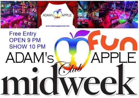 MIDWEEK FUN … legendary LGBT Venue Adams Apple Club in Chiang Mai. Welcome to our venue and let’s make the night out full of joy.